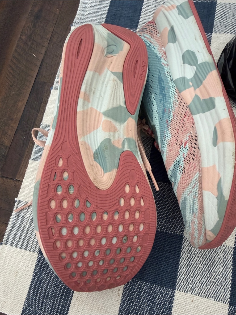 Asics Women's Light Aqua and Coral Lace-Up Running Sneakers - Picture 4 of 9
